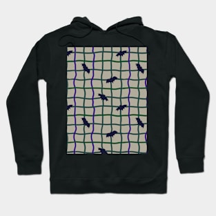 Wobbly Checkers and Bats - Halloween Pattern - Dark Colors Hoodie